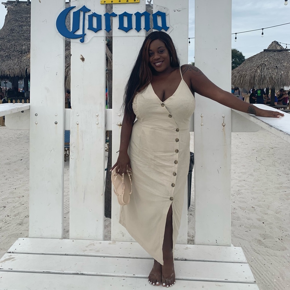 Plus Size Asymmetrical Button Front Cami Dress